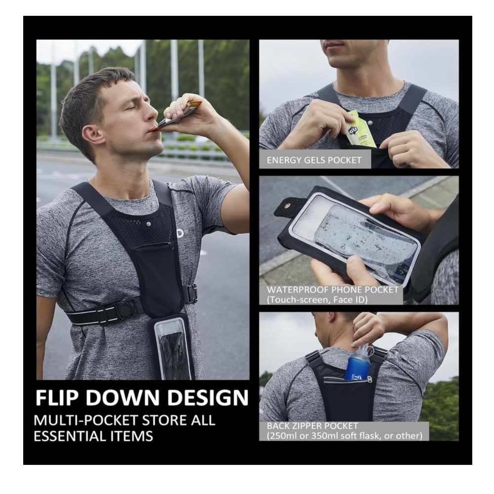 Black smartphone travel exercise chest harness - Picture 3 of 6